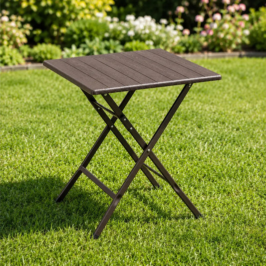 Masă Pliabilă pentru Grădină, Terasă și Camping 61,5x61,5x73 cm, Maro - MAXY