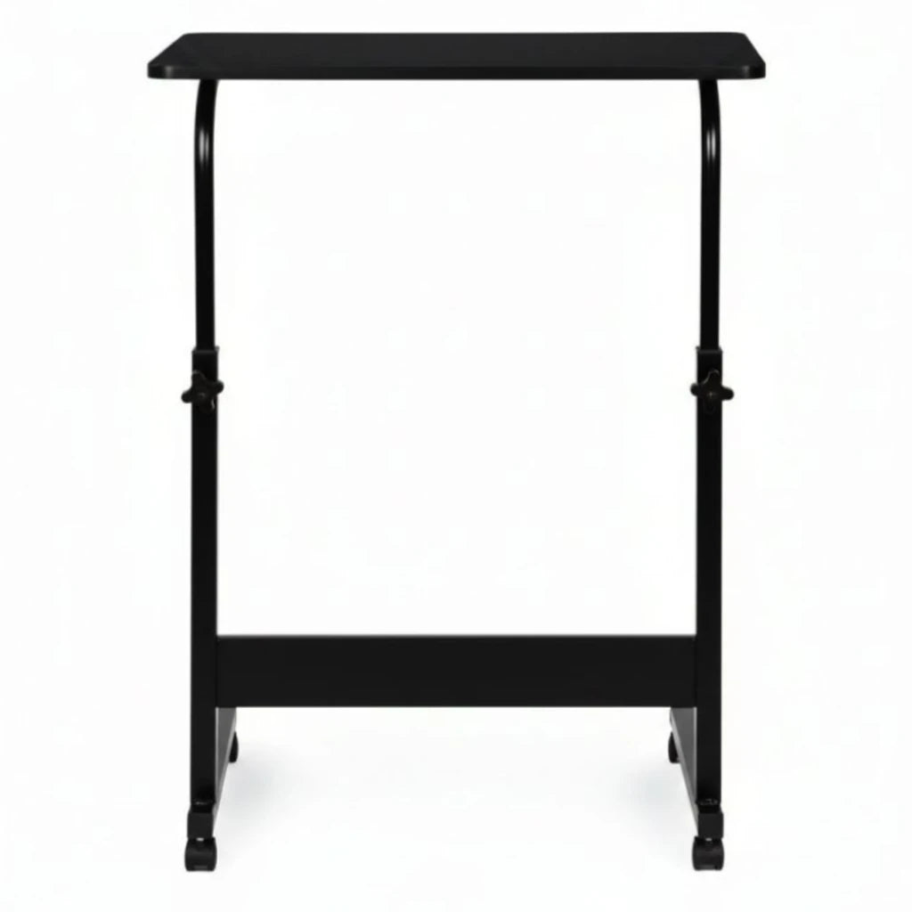 Masă pentru Laptop cu Roți 60x40 cm, Înălțime Reglabilă 65,5–89 cm, Culoare Negru