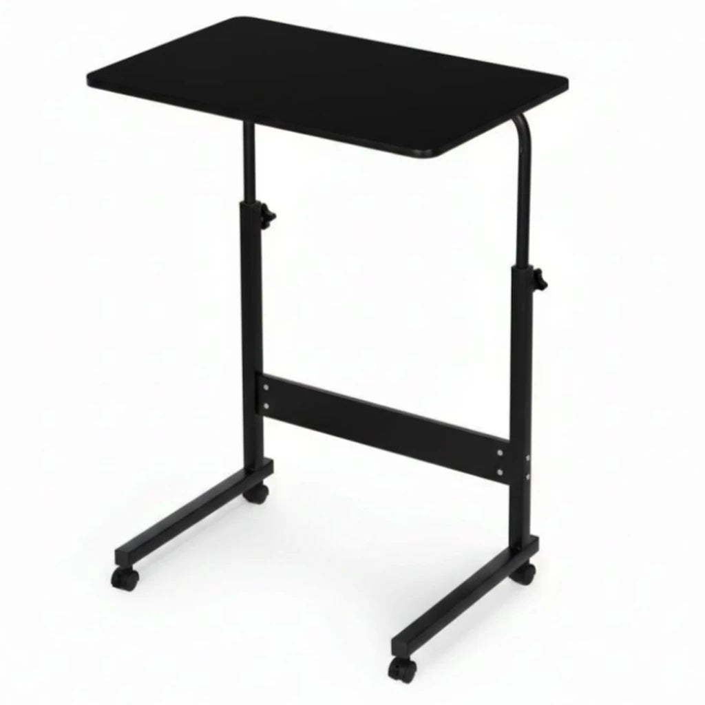 Masă pentru Laptop cu Roți 60x40 cm, Înălțime Reglabilă 65,5–89 cm, Culoare Negru