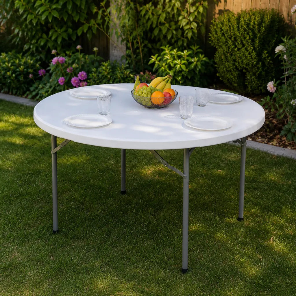 Masă Pliabilă Rotundă 120 cm Albă - MAXY