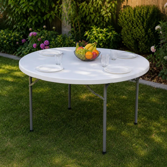 Masă Pliabilă Rotundă 120 cm Albă - MAXY