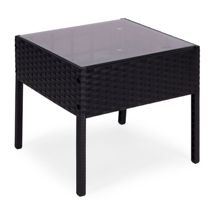 Set Masa Cu 2 Fotolii Gradina, Balcon, Terasa, Cu Perne Crem, Culoare Negru - MAXY