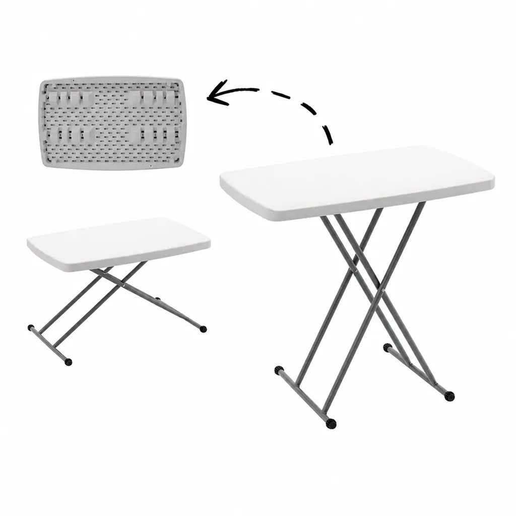 Masa Pliabila Reglabila pentru Camping, Picnic si Catering 76,5 x 49,5 x 36-71,5 cm Alba - MAXY