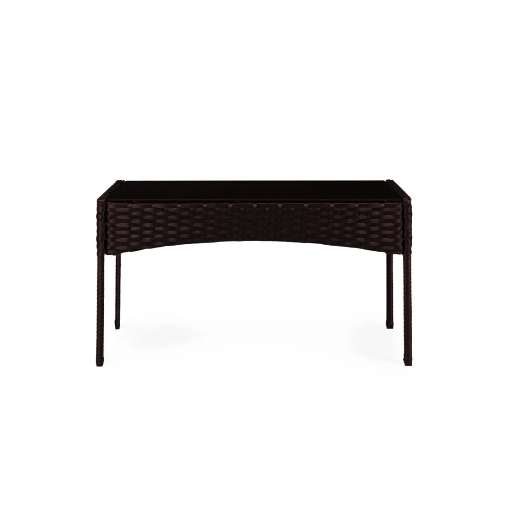 Set Mobilier Gradina Premium, Canapea, 2 Fotolii, Masa, Maro, Perne Gri