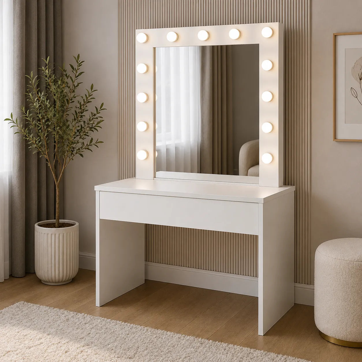 Masă de Toaletă cu LED pentru Machiaj 140.5x80x40cm - MAXY