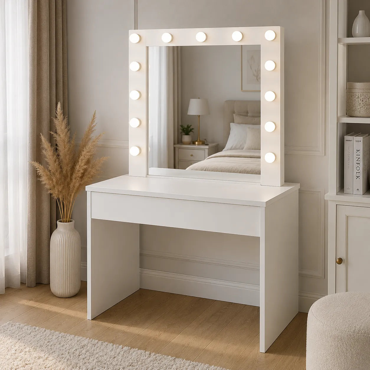 Masă de Toaletă cu LED pentru Machiaj 140.5x80x40cm - MAXY