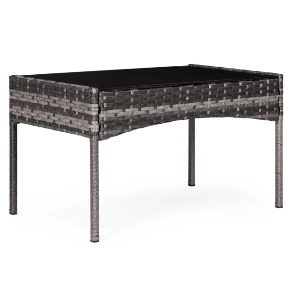 Set Mobilier de Grădină cu Masă, Canapea și 2 Fotolii, Maro Bej, Perne Gri