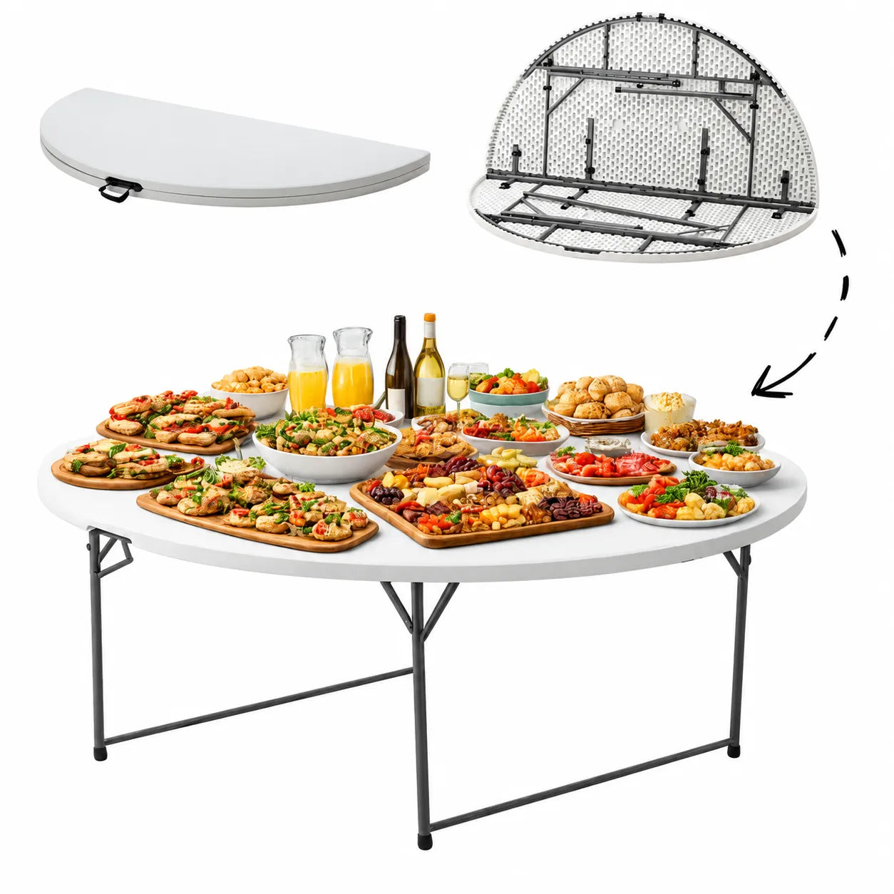 Masă Pliabilă pentru Evenimente și Catering, Albă, 180 x 74 cm - MAXY