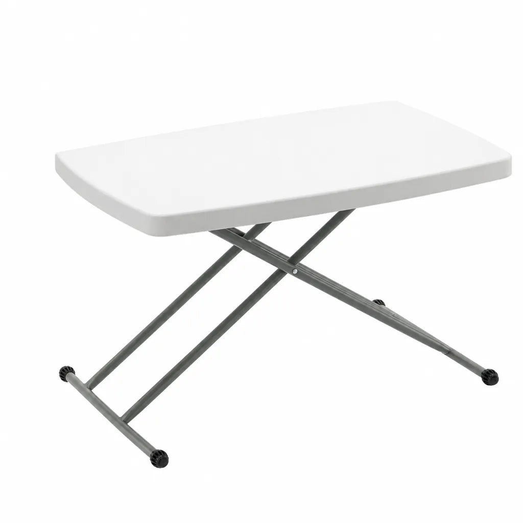 Masa Pliabila Reglabila pentru Camping, Picnic si Catering 76,5 x 49,5 x 36-71,5 cm Alba - MAXY