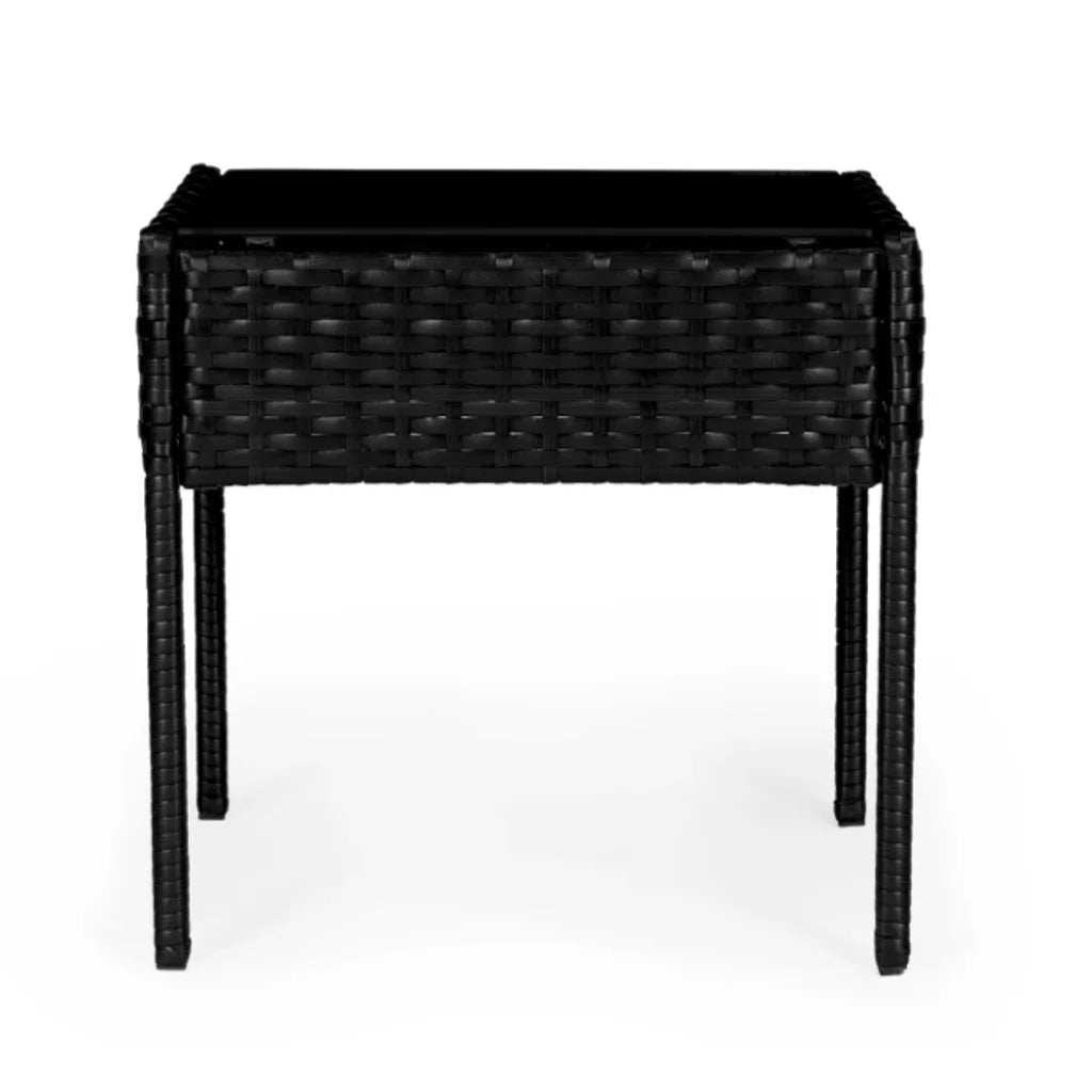 Set Mobilier de Grădină cu Masă și 2 Fotolii din Technoratan, Perne Crem, Negru