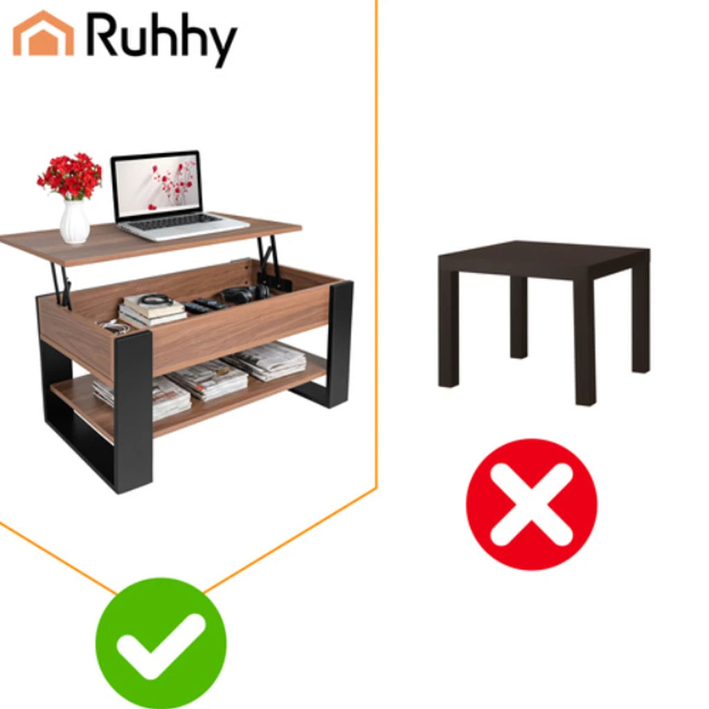 Măsuță De Cafea Cu Blat Pliabil 92x51 cm, Compartiment Depozitare, Raft Inferior, Stejar Artizanal și Negru