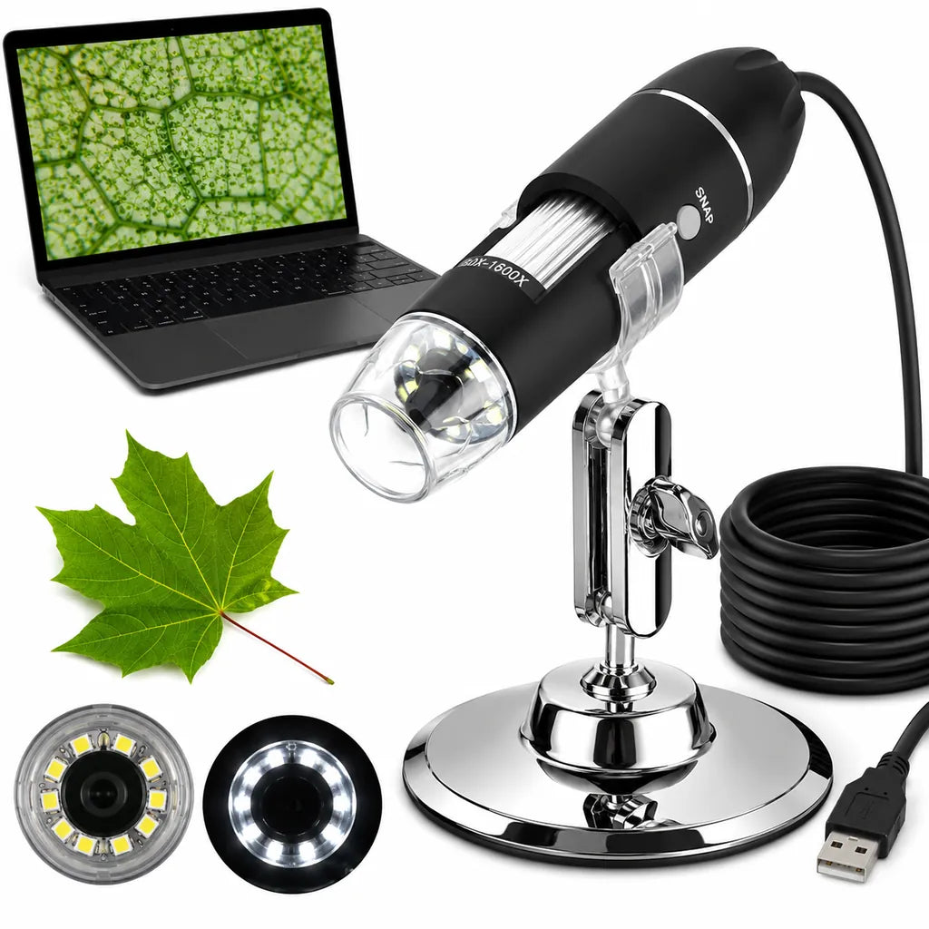 Microscop Digital USB 1600X Cu Camera, 8 LED-uri Reglabile - MAXY
