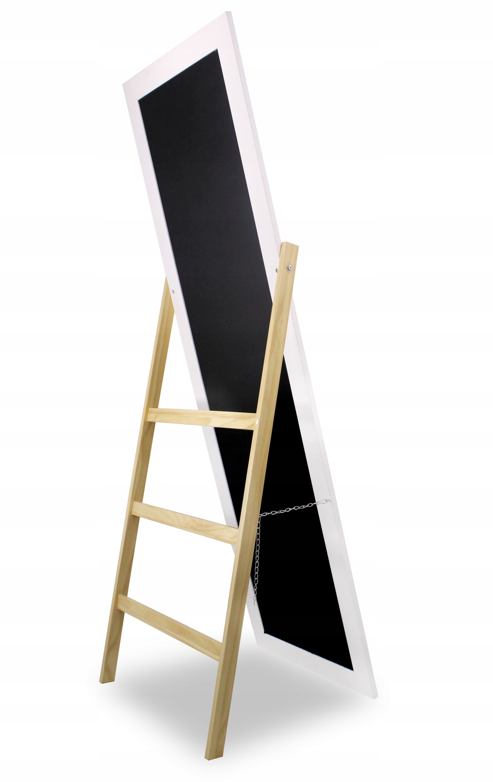 Oglindă de Podea cu Suport din Lemn, Alb cu Maro, 54x41x157cm - MAXY