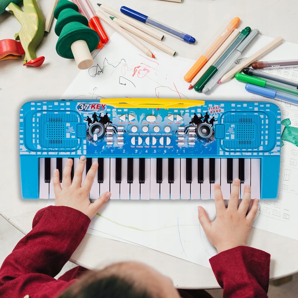 Orga Electronica Pentru Copii Cu 37 Clape, 8 Tonuri, Albastru - MAXY