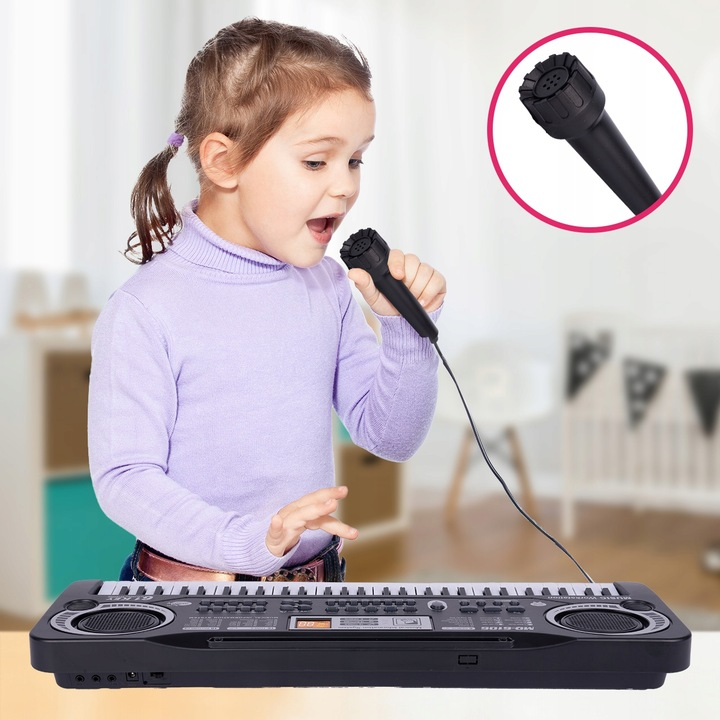 Orga Electronică cu Microfon pentru Copii MQ-6106, 61 Clape, 10 Ritmuri - MAXY