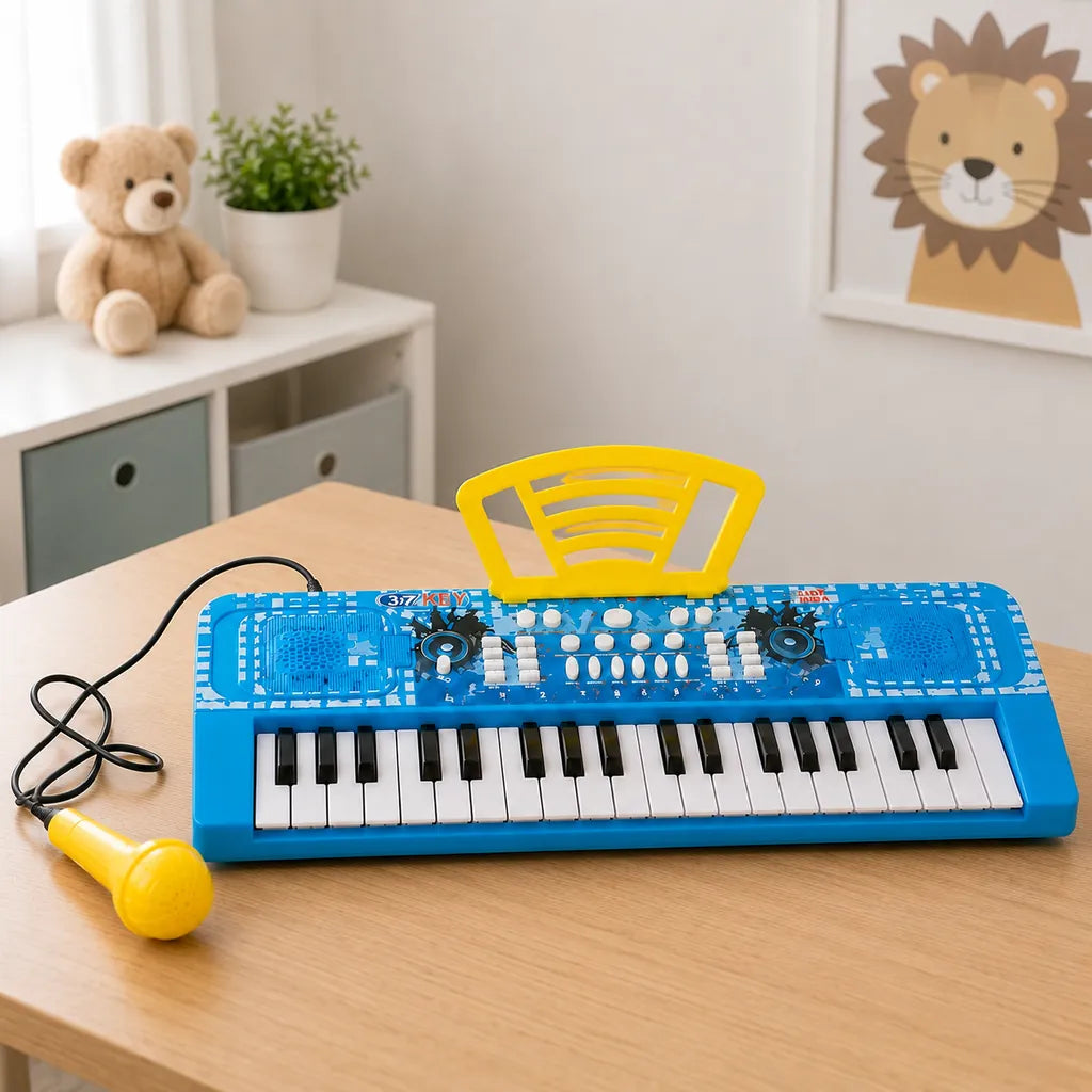Orga Electronica Pentru Copii Cu 37 Clape, 8 Tonuri, Albastru - MAXY