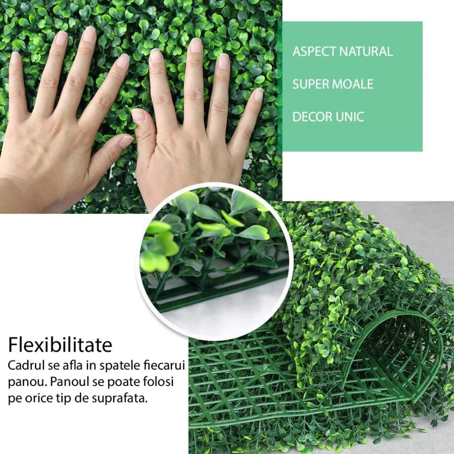 Panou Artificial cu Frunze BUXUS 50x50 cm - MAXY