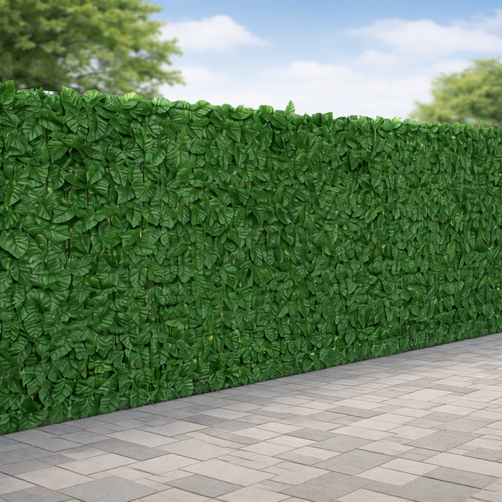 Panou Cu Frunze Artificiale Decorativ, Dimensiune 100×300 cm, Culoare Verde - MAXY