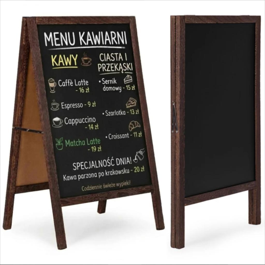 Panou Stradal Publicitar Cu Tabla De Scris din lemn, dimensiune 83x50cm - MAXY