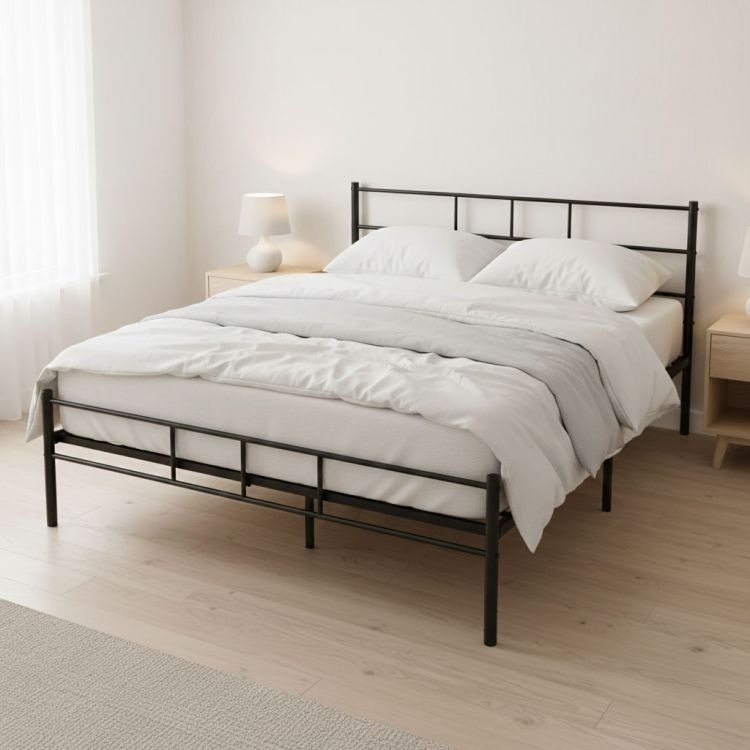 Cadru de Pat Metalic 140x200 cm, Negru - MAXY