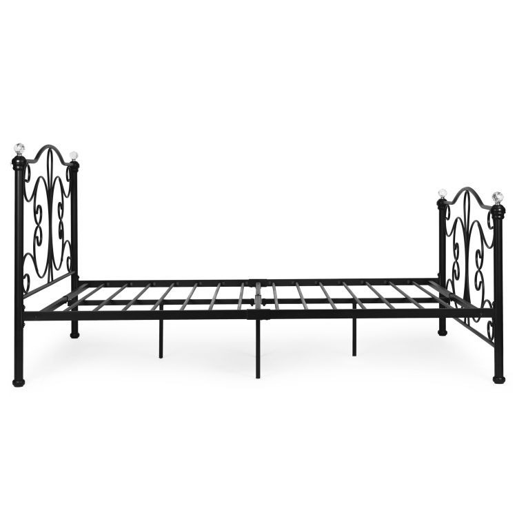 Pat Metalic 140x200 cm cu Design Elegant și Detalii Decorative, Negru, Fără Saltea - MAXY