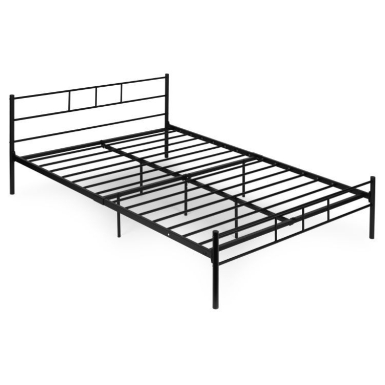 Cadru de Pat Matrimonial 160x200 cm din Metal, Culoare Negru