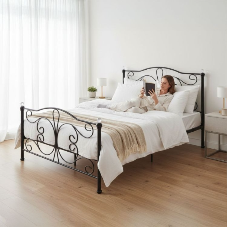 Cadru de Pat Dublu Elegant 160x200 cm Negru - MAXY