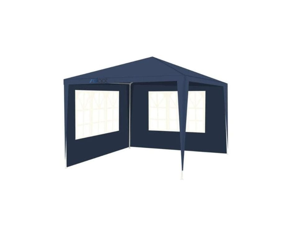 Pavilion Grădină 3x3x2.5m cu 2 Pereți Laterali Albastru - MAXY