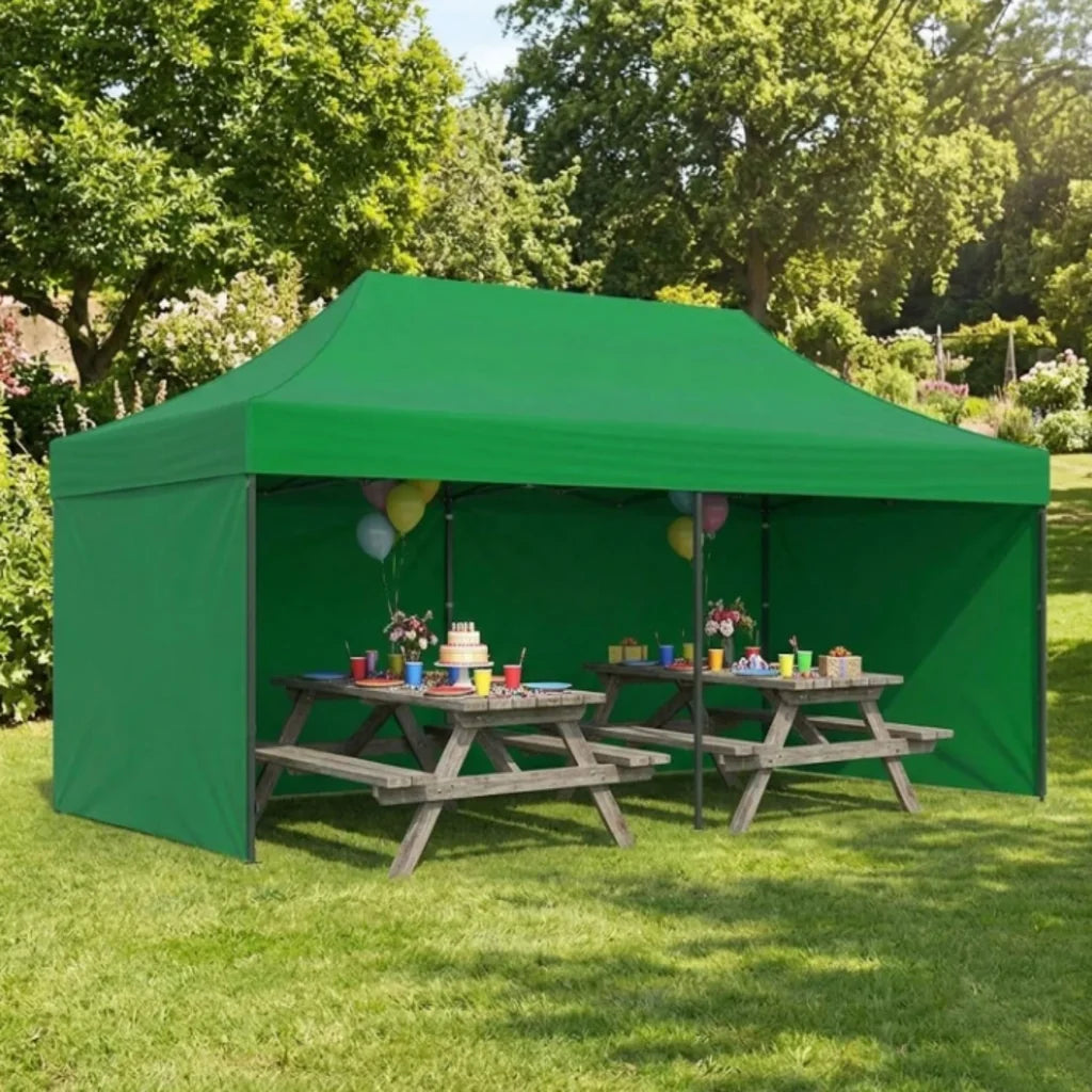 Pavilion de Grădină Pliabil 3x6 m Verde cu Pereți Laterali - MAXY