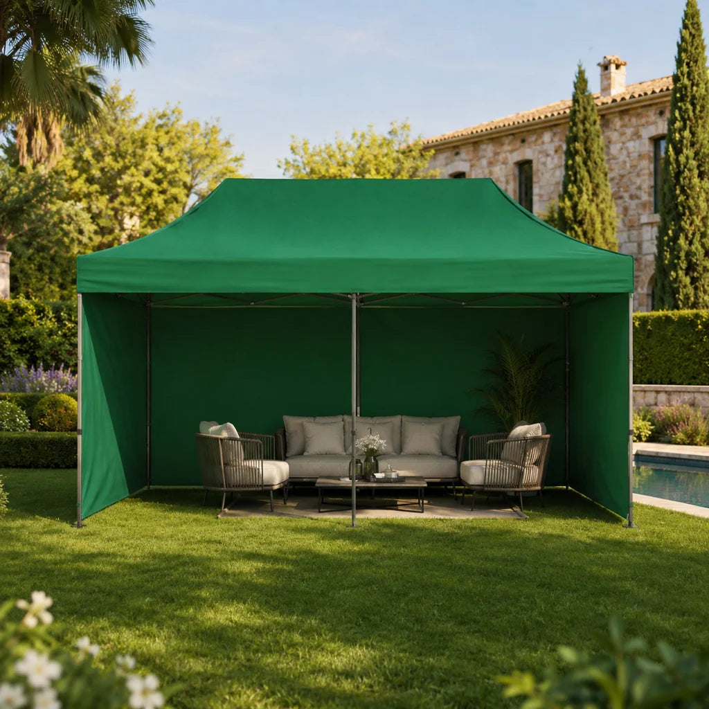 Pavilion de Grădină Pliabil 3x6 m Verde cu Pereți Laterali - MAXY