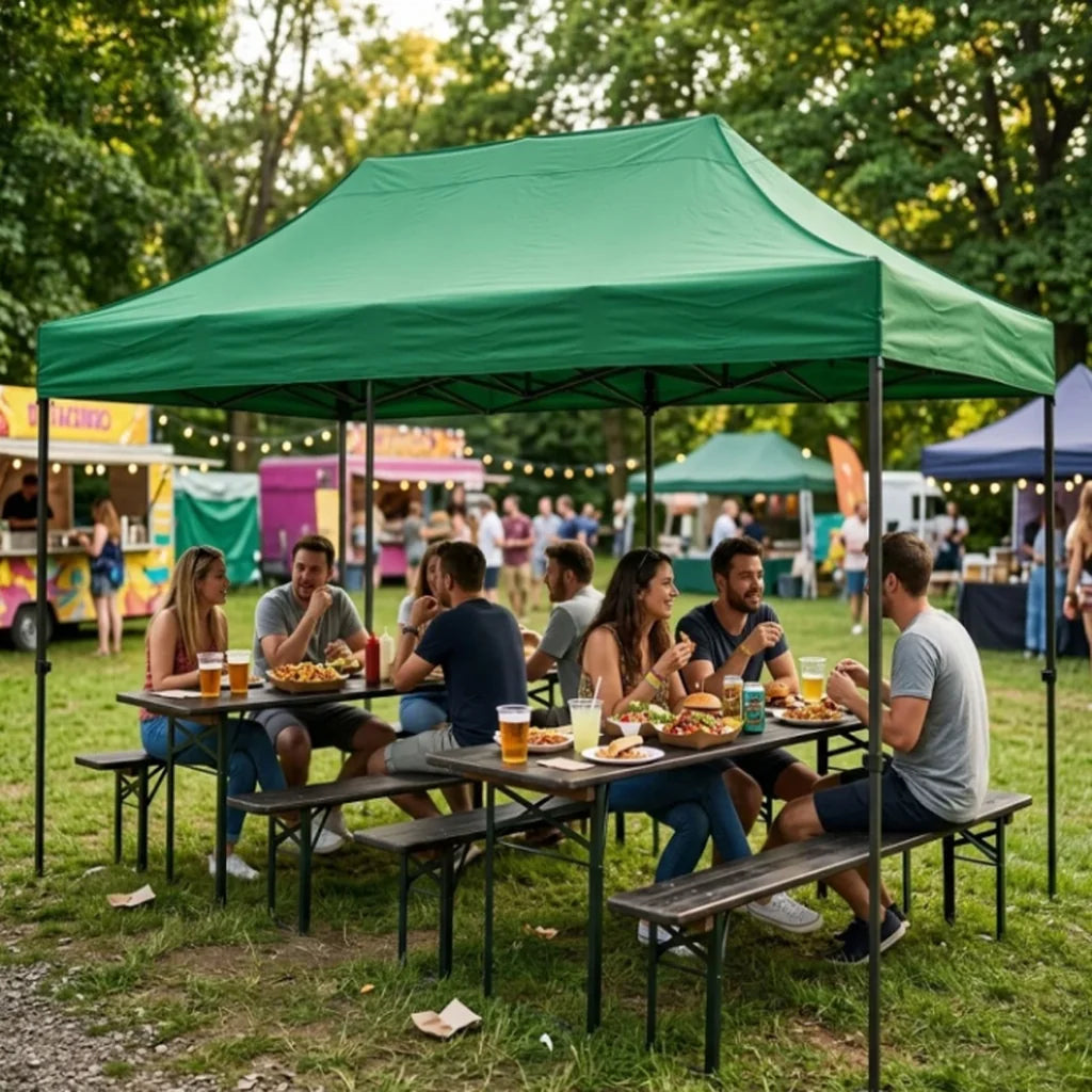 Pavilion de Grădină Pliabil 3x6 m Verde cu Pereți Laterali - MAXY