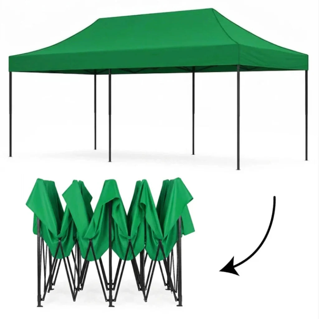 Pavilion de Grădină Pliabil 3x6 m Verde cu Pereți Laterali - MAXY