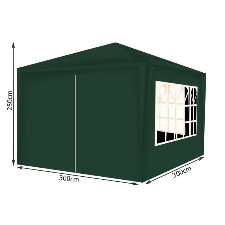 Pavilion de Grădină 3x3x2,5 m cu 4 Pereți Laterali, Verde Închis
