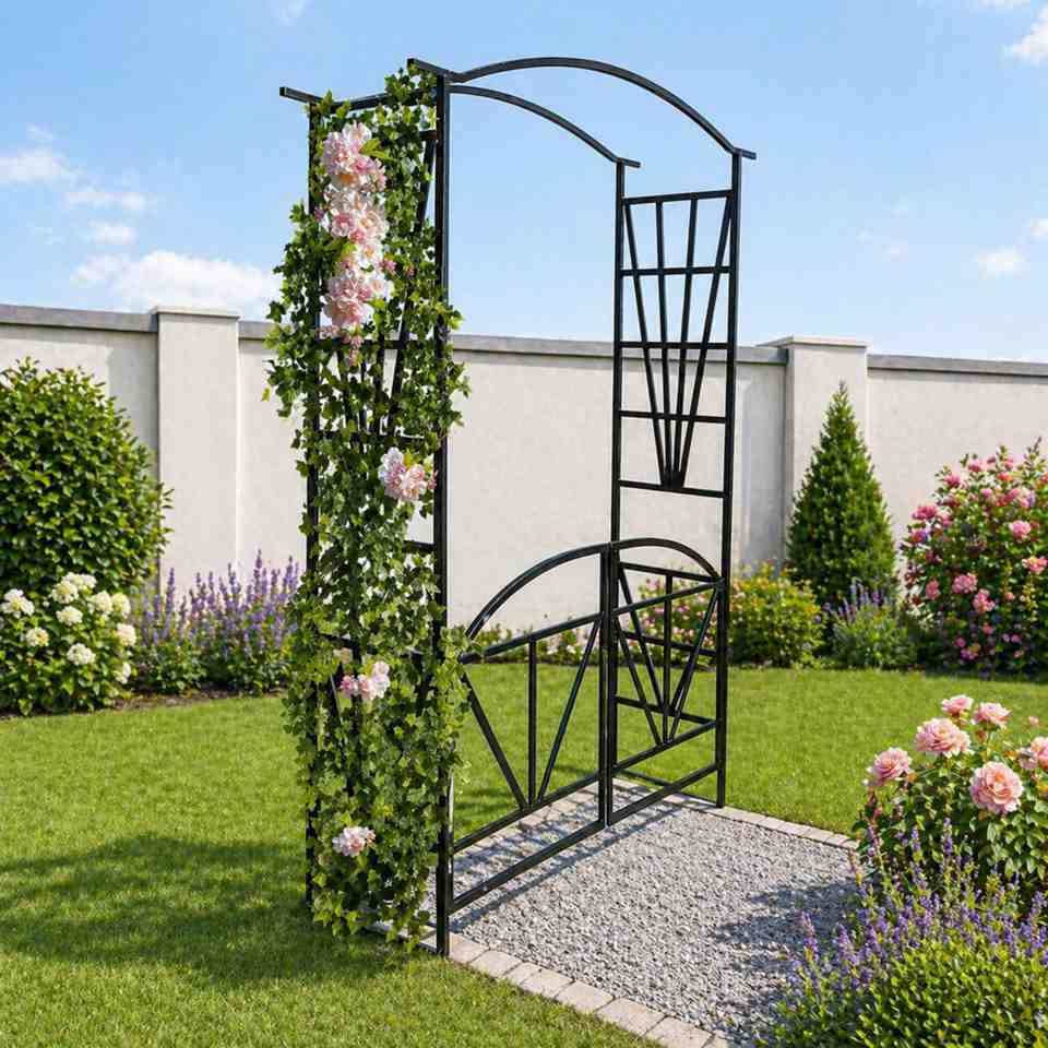 Pergolă de grădină metalică cu ușă 114x45x208 cm - MAXY