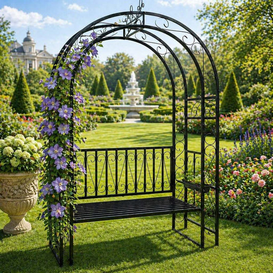 Pergolă de Grădină cu Bancă Integrată 130 x 48 x 238 cm - MAXY