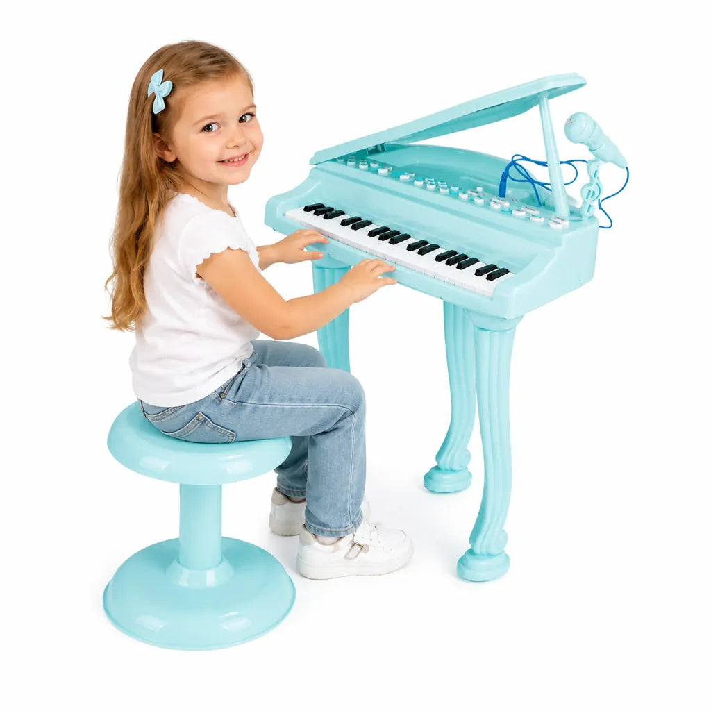Pian pentru Copii cu 36 Clape, Microfon și Funcție Karaoke MP3, Albastru - MAXY