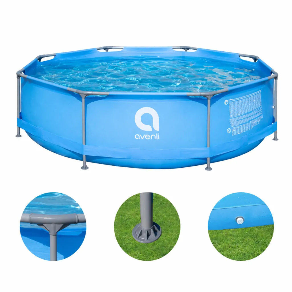 Piscina Rotunda Cu Cadru Metalic 305x305x76 cm Albastra - MAXY