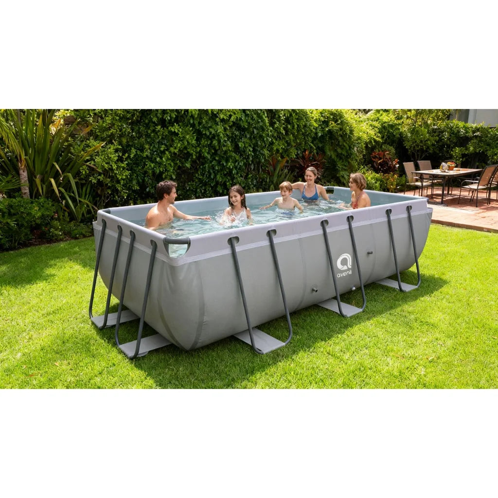 Piscina Dreptunghiulara 400x200x99 cm Cu Cadru Metalic Avenli Gri