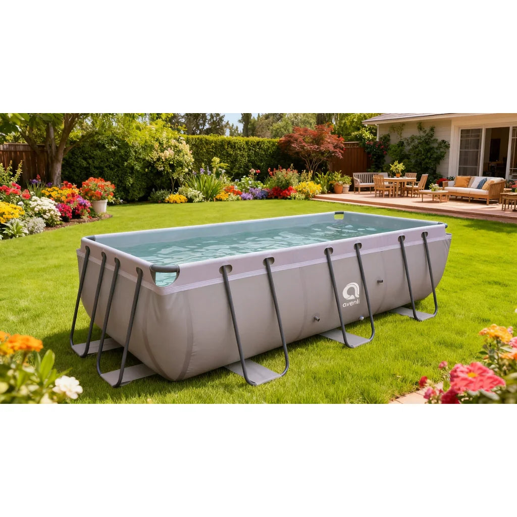 Piscina Dreptunghiulara 400x200x99 cm Cu Cadru Metalic Avenli Gri