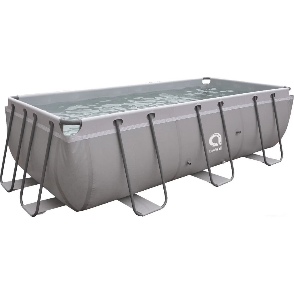 Piscină Dreptunghiulară Avenli 400 x 200 x 99 cm cu Cadru Metalic și Pompa de Filtrare Inclusă