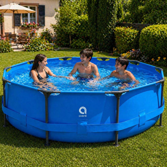 Piscina rotunda cu cadru si pompa filtrare 366x366x76 cm albastru - MAXY