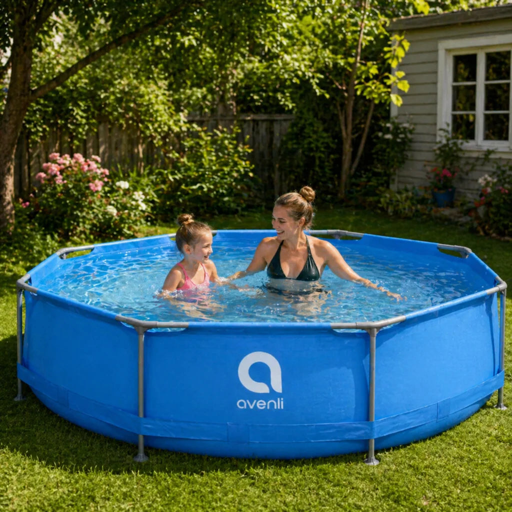 Piscina Rotunda Cu Cadru Metalic 305x305x76 cm Albastra - MAXY