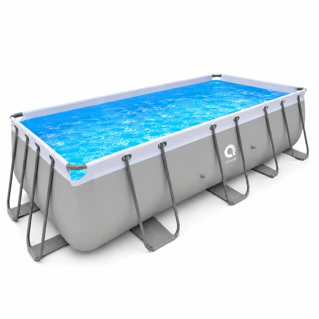 Piscină Dreptunghiulară Avenli 400 x 200 x 99 cm cu Cadru Metalic și Pompa de Filtrare Inclusă