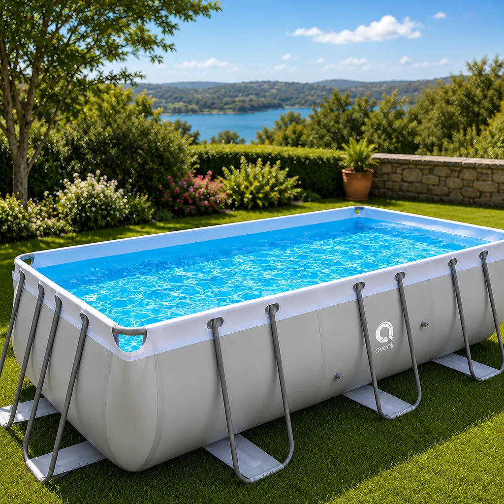 Piscina Dreptunghiulara 400x200x99 cm Cu Cadru Metalic Avenli Gri