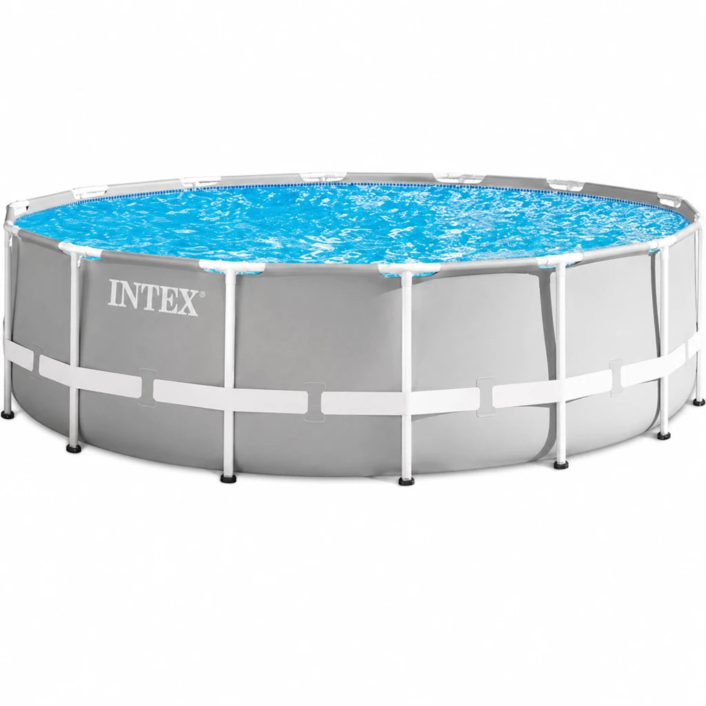 Piscina Rotunda Cu Cadru Metalic Si Pompa Filtrare 457x457x107 cm Gri - MAXY