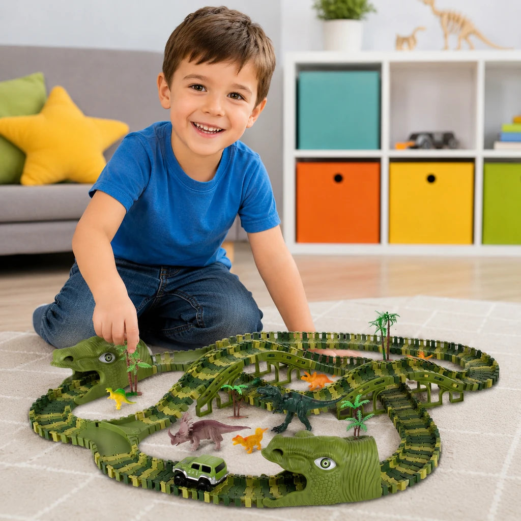 Pista De Curse Cu Dinozauri XXXL, 240 Piese - MAXY