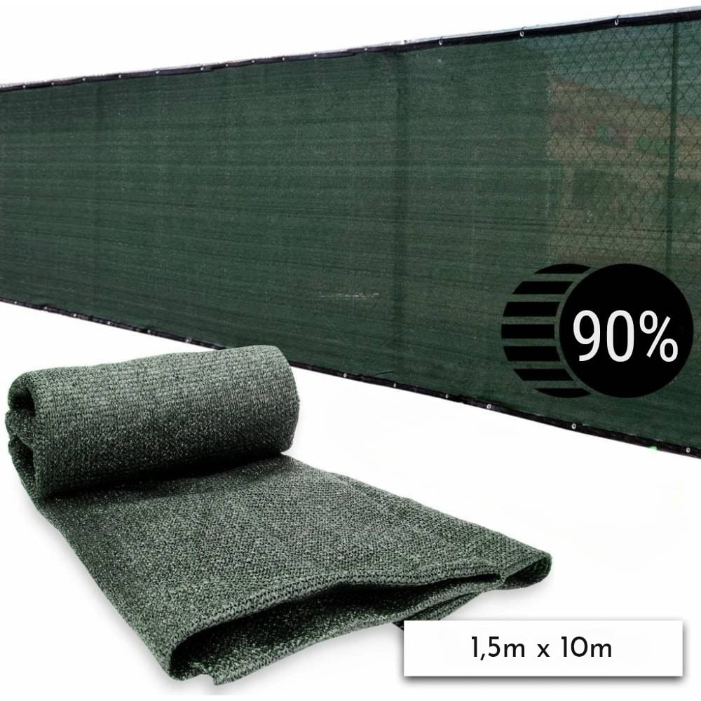 Plasă Umbrire Gard 90% – Verde Închis, 1.5 x 10 m - MAXY