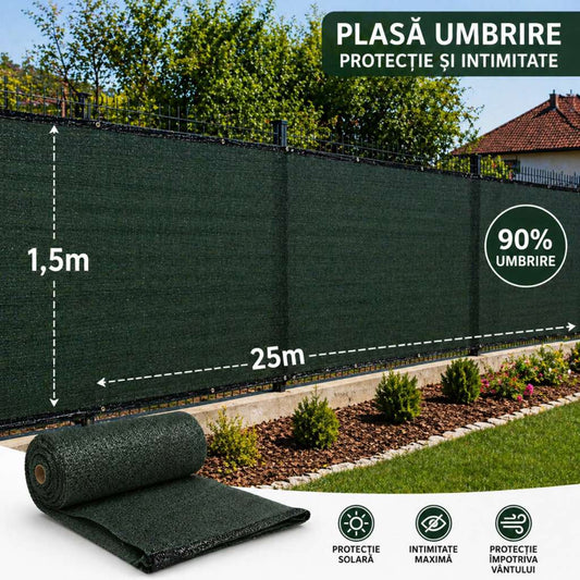 Plasă Umbrire Gard 90% 1.5 m x 25 m - MAXY