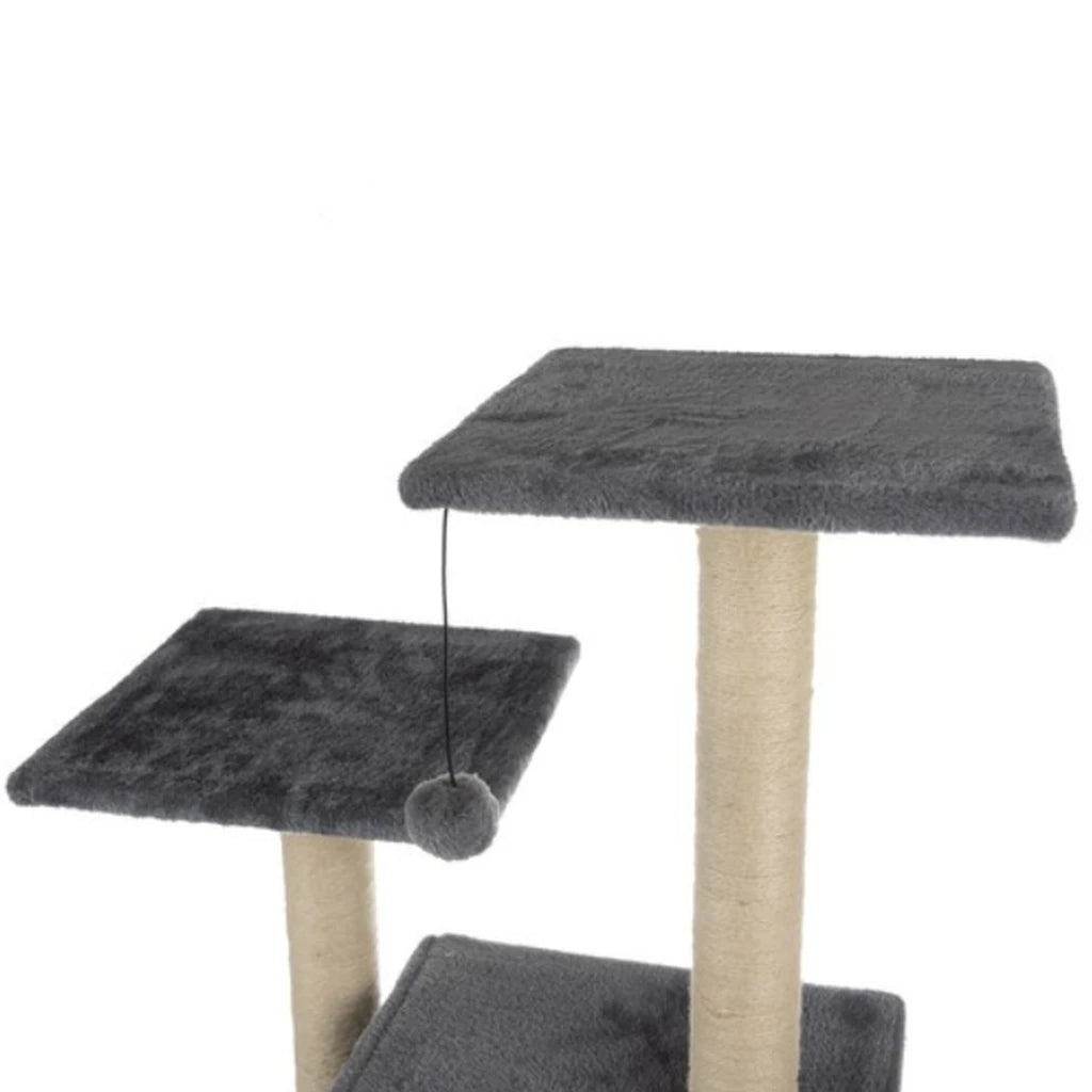 Ansamblu Pentru Pisici, Înălțime 71 cm, 4 Niveluri, Stâlpi Cu Sisal, Căsuță și Pat, Gri