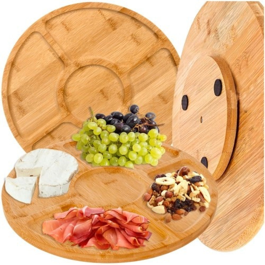 Platou Rotativ Din Bambus Cu 5 Compartimente, 33 x 4 cm